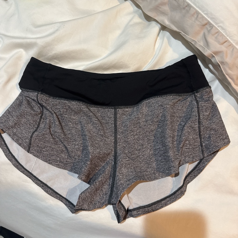 Black and Gray lululemon hotty hot Athletic Shorts